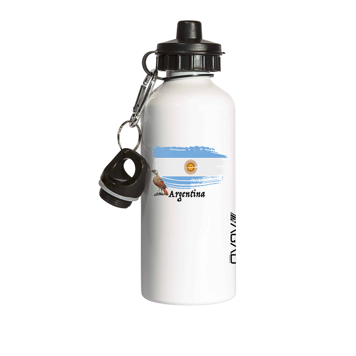 Botella de agua de aluminio con tapa doble de 20 oz AGAD Turista (animal y bandera nacionales del país)