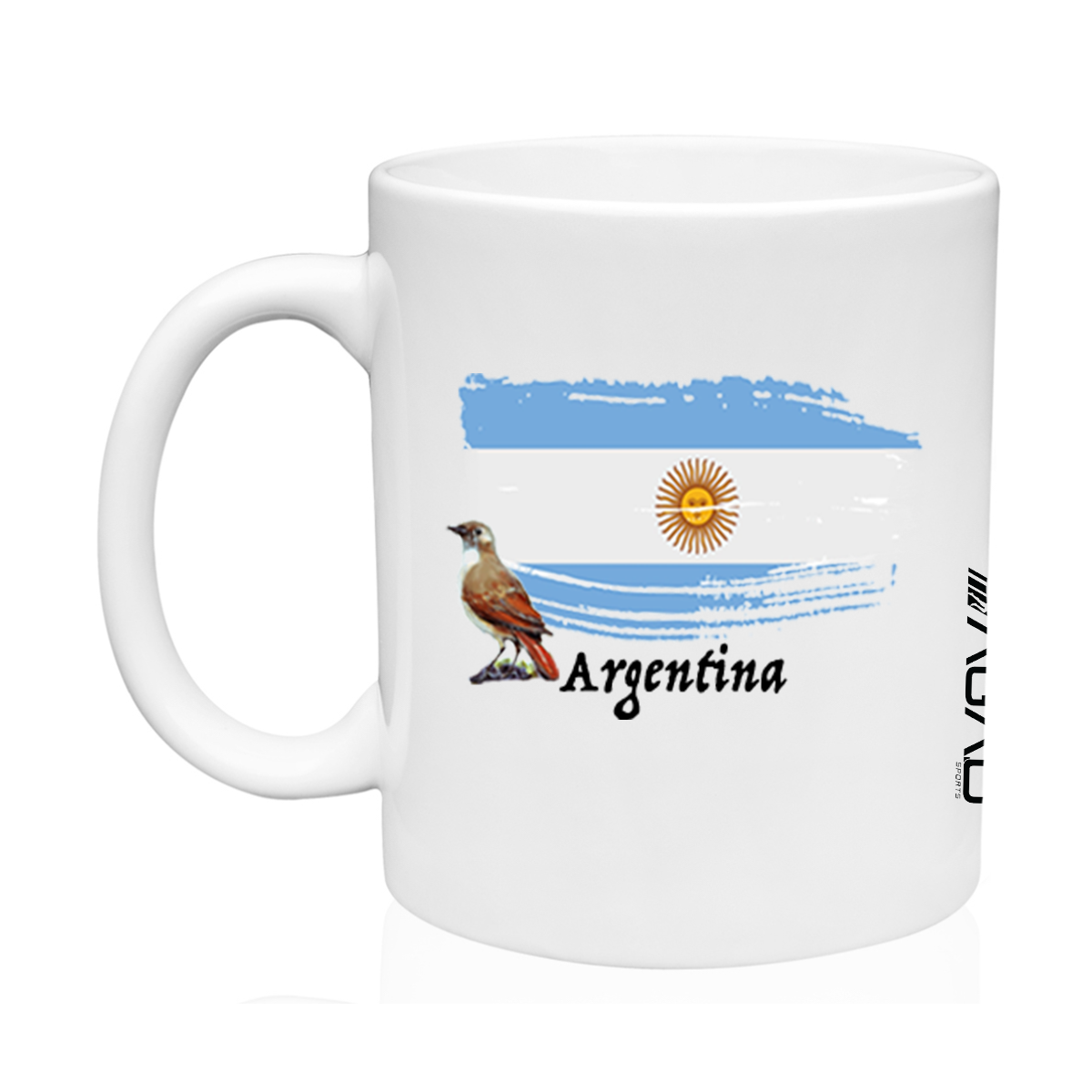 Taza de cerámica de 11 oz con el nombre AGAD Turista (animal y bandera nacionales del país)