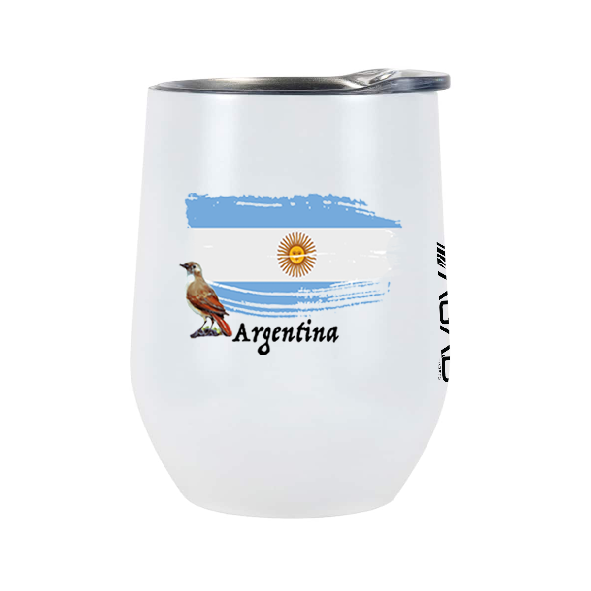 Vaso de vino de 12 oz AGAD Turista (animal y bandera nacionales del país)