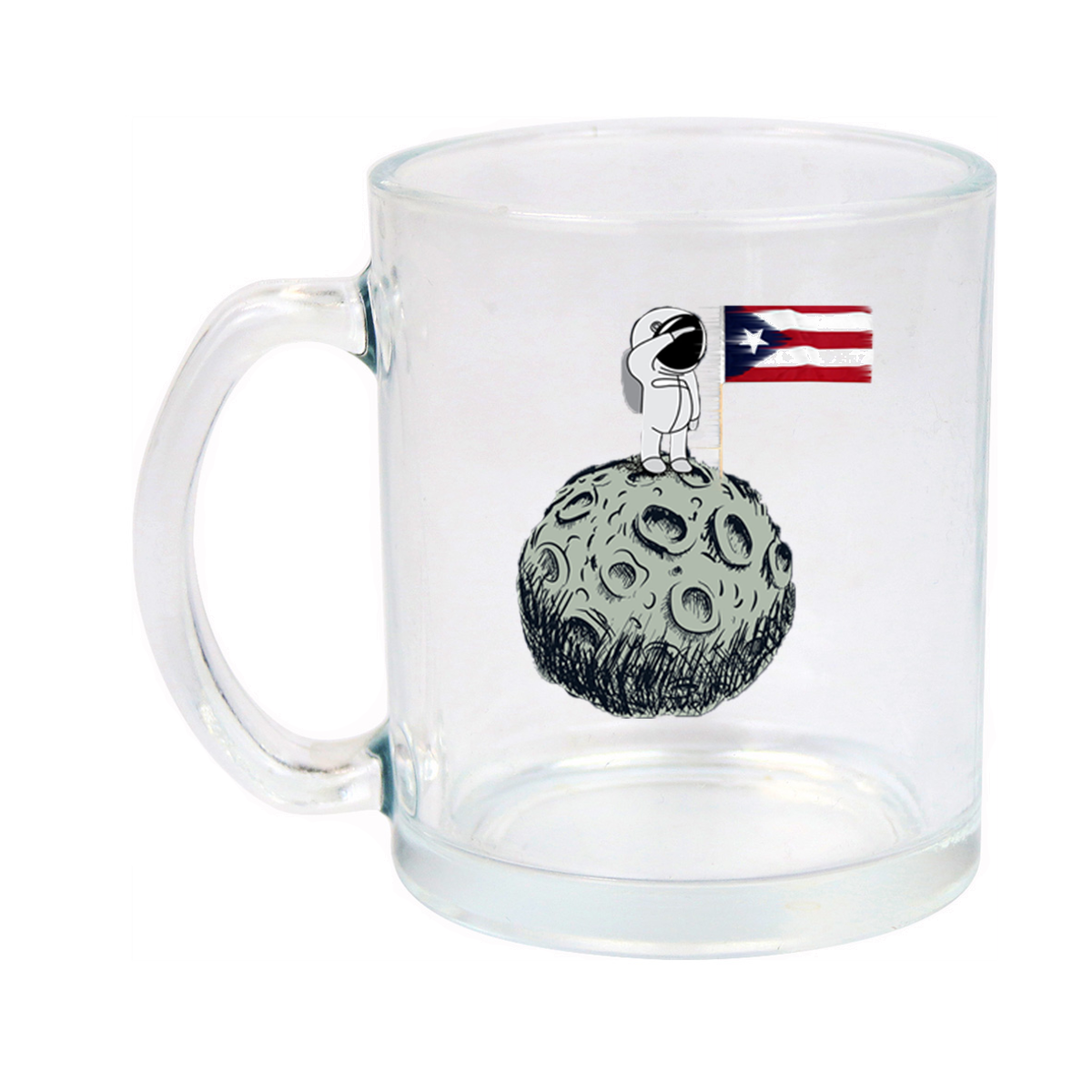 Boricua en la Luna Glass Mug 11oz
