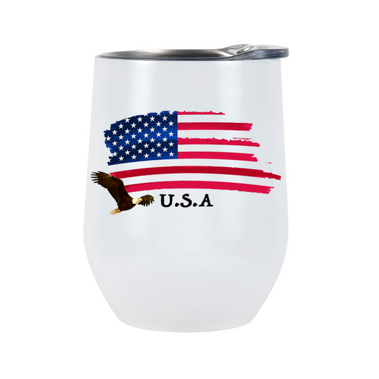 I Love USA Wine Tumbler 12oz