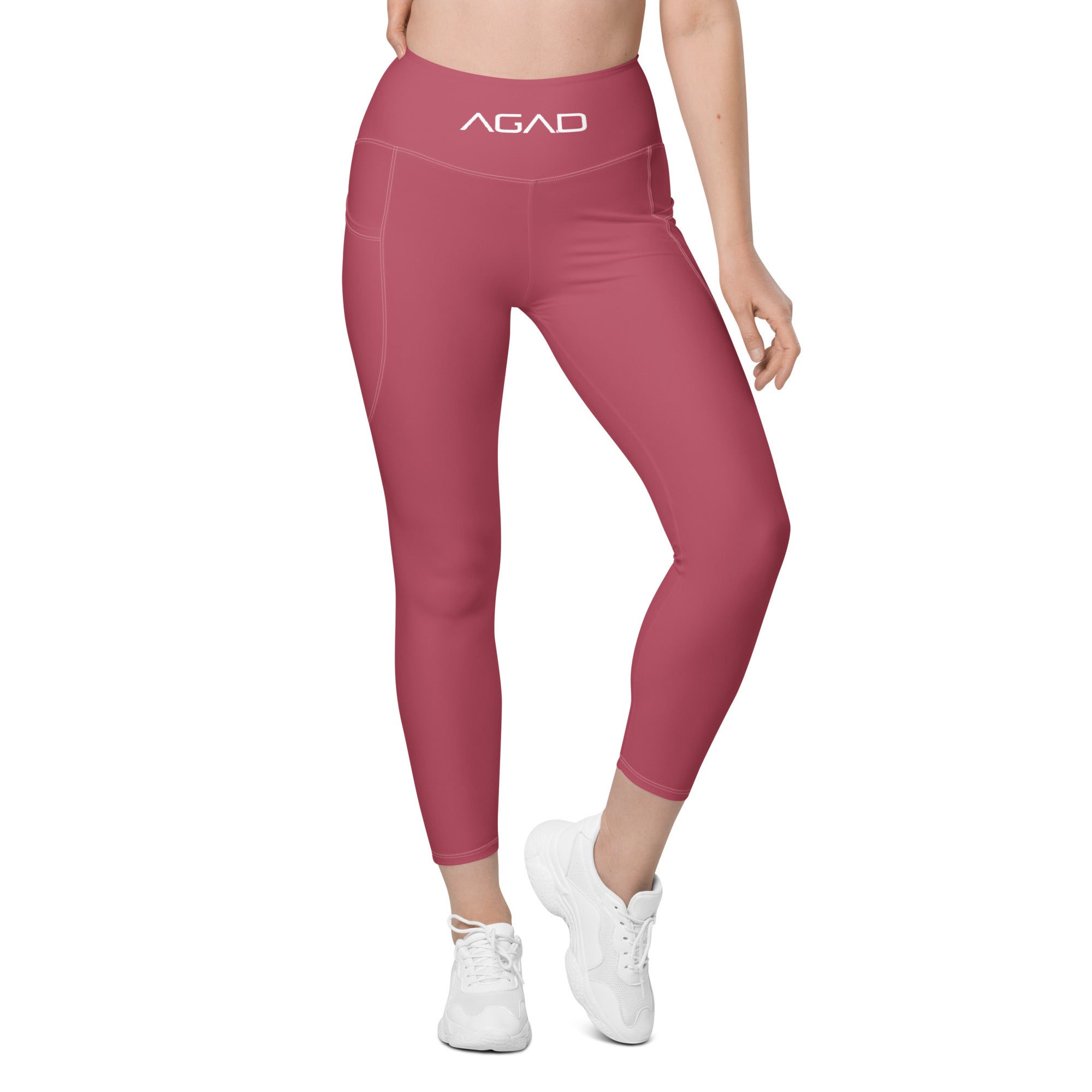 AGAD Sports Essential High-Waisted Leggings With Pockets (Hippie Pink)