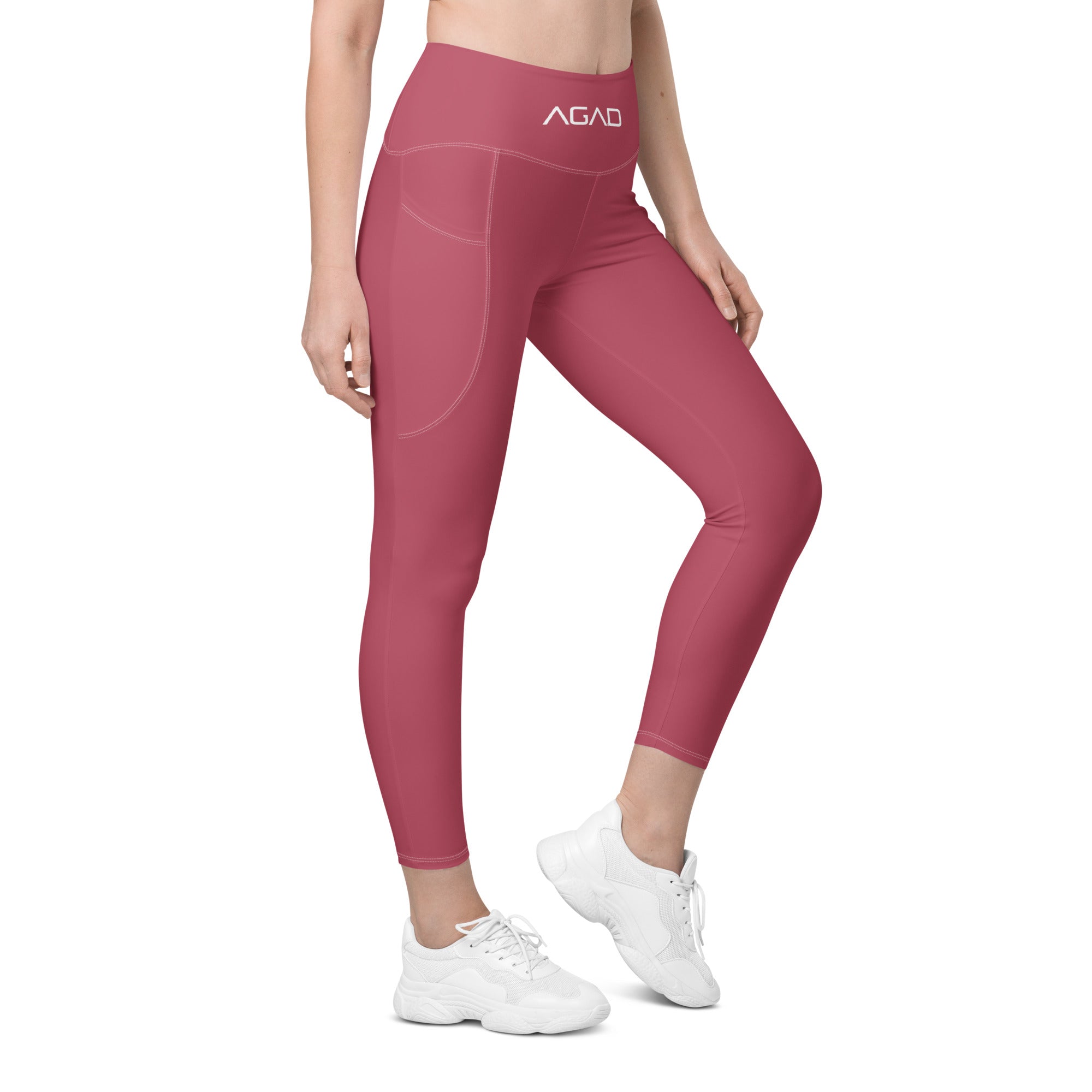 AGAD Sports Essential High-Waisted Leggings With Pockets (Hippie Pink)