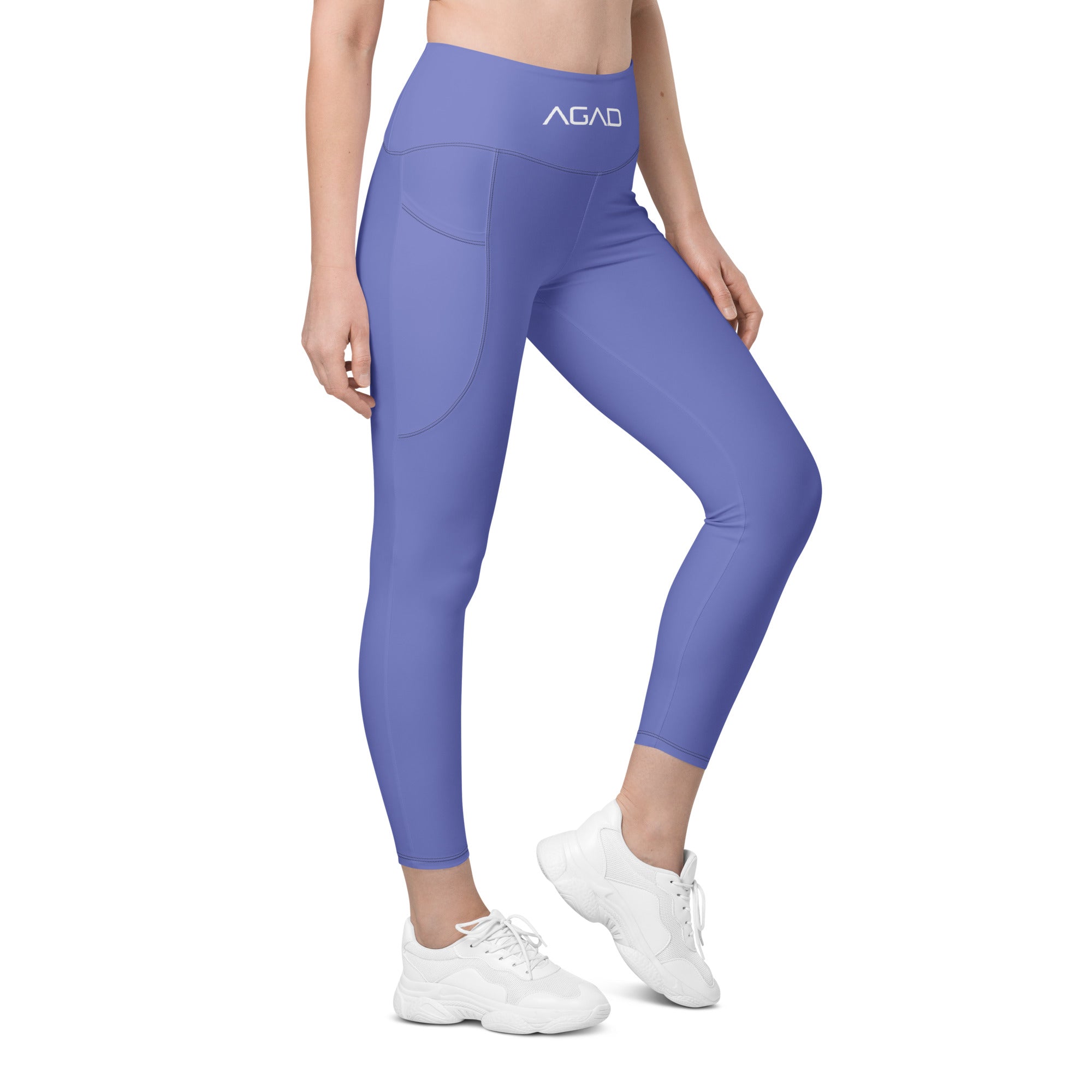 AGAD Sports Essential High-Waisted Leggings With Pockets (Slate Blue)