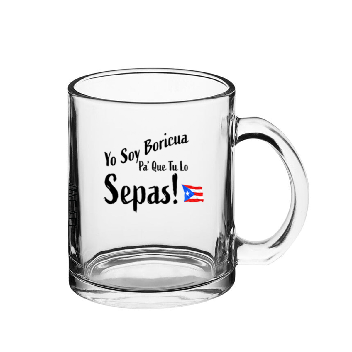 Taza de vidrio transparente de 11 oz AGAD Puerto Rico (Nostalgia)