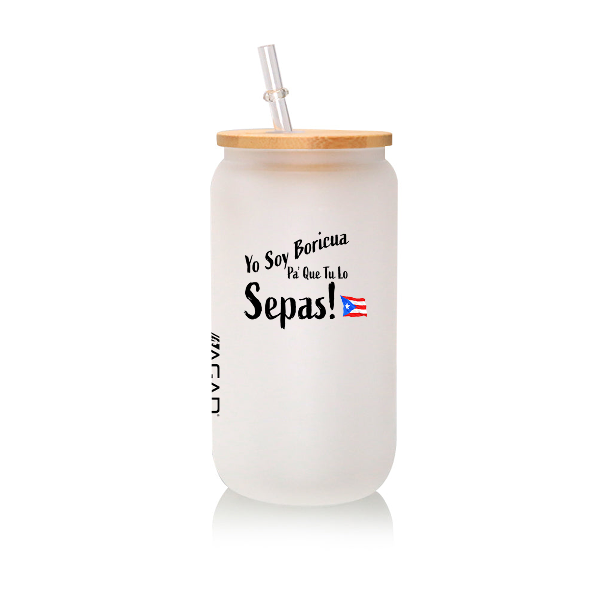 AGAD Puerto Rico (Nostalgia) Vaso de vidrio esmerilado de 16 oz