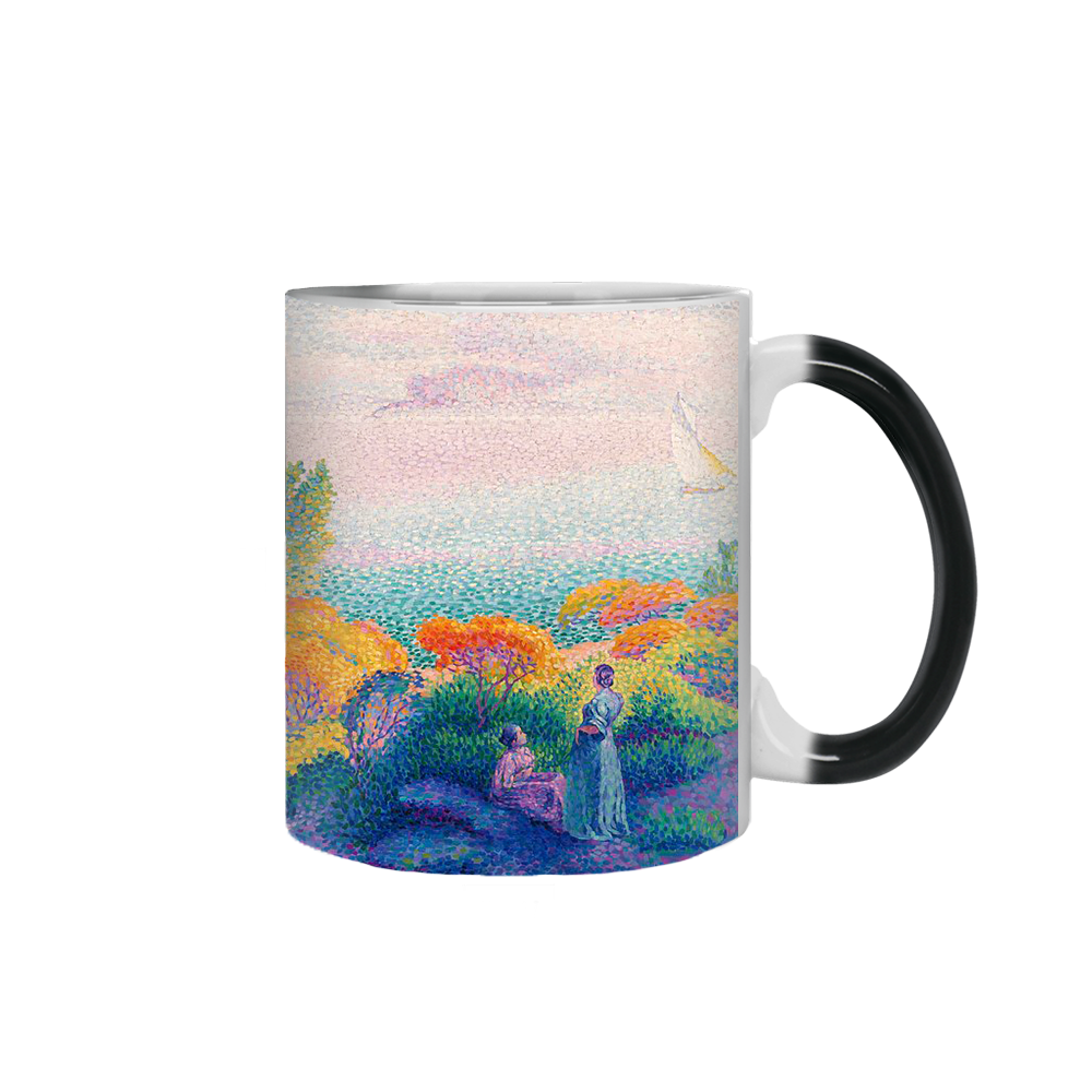 Two Women by the Shore, Mediterranean Color Changing Mug 11oz